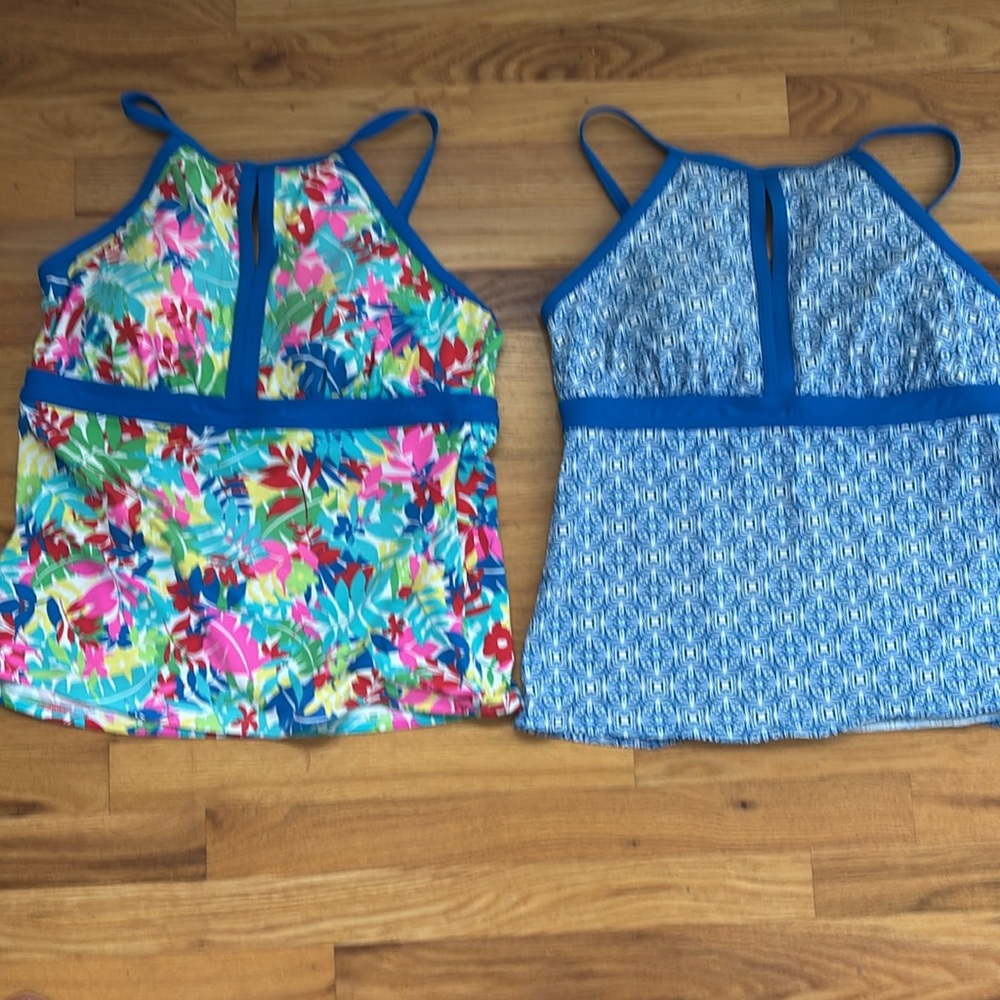 Lands' End Blue print Tankini Tops